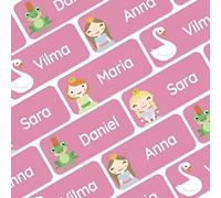 My Nametags® Award-Winning Name Stickers for Clothes & Items | 56 No-Iron, Washable Stick-On Tags for Babies, Kids & Adults | Princess Stickers (Pink)