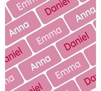 My Nametags® Award-Winning Name Stickers for Clothes & Items | 56 No-Iron, Washable Stick-On Tags for Babies, Kids & Adults (Dusky Pink)