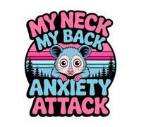 My Neck My Back Anxiety Attack Patch 3 Inches Funny Possum Cute Animal Meme Mental Health Humor Iron On/Sew On Embroidery Fabric Applique Patches for Trucker Hats Clothes Backpack DIY Accessories