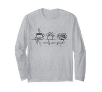 My Needs are Simple Coffee Dog Paw Books Cozy Reading Lover Long Sleeve T-Shirt