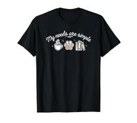 My Needs are Simple Cute Puppy Books and Coffee Drinker Value Graphic T-Shirt, Men, Black, L