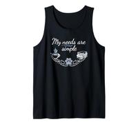 My Needs are Simple Cute Puppy Coffee and Bookworm Quote Tank Top