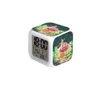 (My Neighbor Totoro-4, ) Totoro Cartoon Alarm Clock, Colorful Color-Changing Alarm Clock, Square Clock, Creative Small Gift for Students