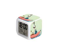 (My Neighbor Totoro-7, ) Totoro Cartoon Alarm Clock, Colorful Color-Changing Alarm Clock, Square Clock, Creative Small Gift for Students