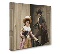 My Next Door Neighbour by Edmund Leighton Canvas Print | Gallery Wrapped 30mm Frame Wall Art | 14x14 inches | Ready to Hang | Classic Picture | Living Room Bedroom Lounge Office