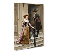 My Next Door Neighbour By Edmund Leighton Canvas Print | Gallery Wrapped 30mm Frame Wall Art | 30x20 inches | Ready to Hang | Classic Picture | Living Room Bedroom Lounge Office
