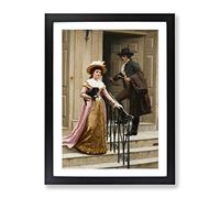 My Next Door Neighbour By Edmund Leighton Classic Painting Framed Print | A4 Black Framed Wall Art | Ready to Hang | Classic Historical Picture | Living Room Bedroom Lounge Office