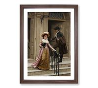 My Next-Door Neighbour by Edmund Leighton Framed Print | A2 Walnut Framed Wall Art | Ready to Hang | Modern Nature Picture | Living Room Bedroom Lounge Office