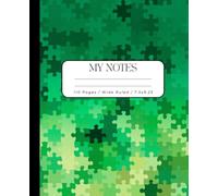 My Notes - Wide Ruled Notebook for Kids and Students: Gradient Green Puzzle Pattern | 110 Pages | 7.5 x 9.25 Inches | School Notebook, Writing Journal, and Everyday Note-Taking