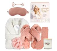 My Novel Things Silky Satin Bathrobe Set, Women's Bathrobe Set, Spa Robe and Slippers, Scented Candle, 7 Piece Set Suitable for Christmas, Thanksgiving Day, Color