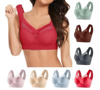 My Oeders Push Up Bras for Older Women Brasieres para Mujer Seamless Bra No Underwire Comfort Sujetadores para Mujer Busto Soft Wireless Bralette Full Coverage C-Red XL
