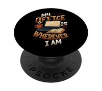 My Office Is Wherever I Am Remote Work Coffee PopSockets Adhesive PopGrip