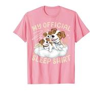 My Official Sleep Shirt, Jack Russell Terrier with 2 Puppies T-Shirt, Men, Pink, Medium