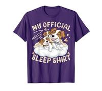 My Official Sleep Shirt, Jack Russell Terrier with 2 Puppies T-Shirt, Men, Purple, Small