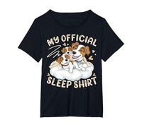 My Official Sleep Shirt, Jack Russell Terrier with 2 Puppies T-Shirt, Women's Plus, Black, 4X