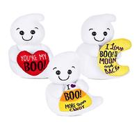 My OLi 6” Stuffed Halloween Ghost Toys Sitting Plush Dolls with Heart/Candy Corn/Moon Pack of 3 Halloween Ornaments Lovely Gift for Kids