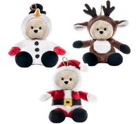 My OLi 7 Inch Christmas Teddy Bears 3 Pack, Xmas Tree Hanging Ornaments