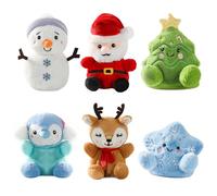 My OLi Christmas Plush Toys Set, 6pack Soft Stuffed Animals Premium Plush Toy, Holiday Characters with Santa, Snowman, Reindeer, Penguin, Snowflake and Trees, Festive Home Decor, for Kids