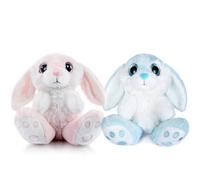 My OLi Cuddly Toys Easter Bunny Pack of 2 Plush Rabbit 18 cm Floppy Ears Sitting Stuffed Toy Rabbit Easter Gifts for Children Babies Boys Girls Pink & Blue Colour