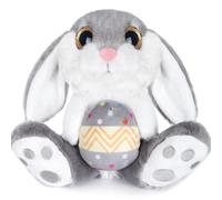 My OLi Easter Bunny 8.5" Plush Rabbit with Easter Egg - Floppy-Eared Sitting Bunny Soft Toy Perfect Bedtime Friend for Kids Babies Boys & Girls - Ideal Easter Gift, Gray