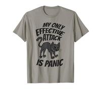 My Only Effective Attack Is Panic Funny Anxious Cat Meme T-Shirt