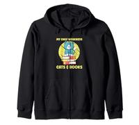 My Only Weakness Cats & Books Cat Lover Kitten Bookworm Zip Hoodie