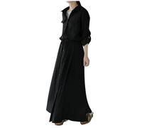 My Order 2025 Casual Maxi Dresses for Women, Button Front Roll up Long Sleeve Tie Waist Dress with Collar & Pockets, Spring Summer Long Dress