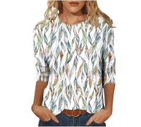 My Order Casual 3/4 Sleeve Tunic Tops for Women UK 2025 Summer Fashion Crew Neck Lightweight Blouse Dressy Comfy Loose Fit Shirts Ladies Elegant Floral Print T-Shirt Going Out Tee