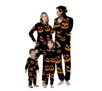 My Order Family Matching Halloween Pajamas UK 2024 Fashion Long Sleeve Zipper Jumpsuit Funny Pumpkin Ghost Bat Graphic Sleepwear Outfits Fall Winter Hooded Family Matching Nightweat