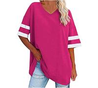 My Order T Shirts for Women UK 2024 Summer Half Sleeve V Neck Solid Color Tops Dressy Casual Striped Patchwork Oversized Blouse Ladies Comfy Loose Fit Tshirts Basic Going Out Tee Shirt