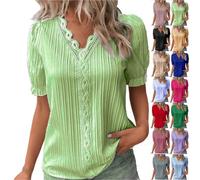 My Order Today's Deals of The Day Tops for Women UK Pleated 3/4 Sleeve Basic Blouse Fashion Lace V-Neck Going Out T-Shirts Ladies Casual Loose Fit Tee Shirt.