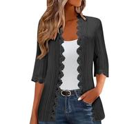 My Order Women's Cardigans Summer Jackets for Women UK Sale Clearance Sweater Clothing Lightweight Solid Color Beach Lace Side Open Front Casual Thin Cover Up Kimono Cardigan 3/4 Sleeve, UK Size S-XXL
