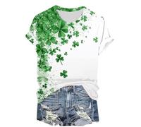My Order Women's St Patricks Day T-Shirt UK 2025 Summer Short Sleeve Crewneck Tops Funny Lucky Shamrock Gnome Printed Shirts Dressy Casual Plus Size Tshirts Lightweight Blouse