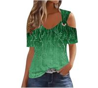 My Orders 2025 Summer Tops for Women UK Trendy Short Sleeve V Neck Cold Shoulder T-Shirt Dressy Casual Hollow Out Eyelet Blouse Lightweight Floral Printed Shirts Going Out Tee