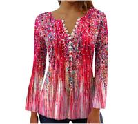 My Orders Blouses for Women UK Fall Casual Long Sleeve Button Up V Neck Henley Shirts 2024 Fashion Floral Butterfly Graphic Tunic Tops Ladies Elegant Pleated Going Out T-Shirts
