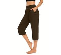My Orders Cropped Trousers for Women UK Ladies Summer Wide Leg Capri Pants Plus Size 3/4 Length Trousers Elastic Waist Casual Track Bottom Pockets Smart Office Work Crop Pants Yoga Beach Long Shorts