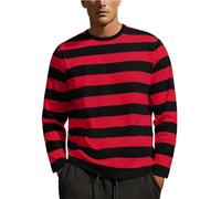My Orders Deal of The Day Fashion Men's Tshirts Mens Striped Full Print Shirt Long Sleeve Crewneck T Shirts True Classic Tees Cotton T Shirts for Men Smart Tshirts Men Plus Size Mens Tops Wine