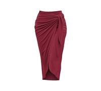 My Orders Deal of The Day Midi Skirts for Women UK Elasticated Waist Long Skirts for Women Fall Winter High Waist Pencil Long Skirt Casual Split Bow Party UK Fashion Clothes Wine
