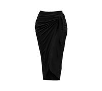 My Orders Deal of The Day Midi Skirts for Women UK Elasticated Waist Long Skirts for Women Fall Winter High Waist Pencil Long Skirt Casual Split Bow Evening UK Pretty Fashion Black