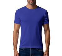 My Orders Deal of The Day Relaxed Fit T Shirt Men Men's Fashion Spring and Summer Casual Mesh Breathable Short Sleeved Round Neck Solid Color T Shirt Stylish Clothes Men UK Plus Size Mens Tops Blue