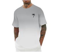 My Orders Deal of The Day Summer Clothes for Men Men's Casual Fashionable Loose and Trendy Solid Color Gradient Round Neck Short Sleeved T Shirt Smart Tshirts Men Plus Size Mens Tops Grey
