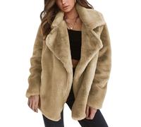 My Orders Deals of The Day Oversized Fleece Jacket Women Women's Warm Overcoat Thickened Cardigan Solid Color Winter Double-faced Lapel Snow Coat Deals Of The Day (Beige, M)