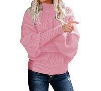 My Orders Delivery Tunic Sweatshirt for Women Women's Winter New Mid Neck Loose Long Sleeve Knitted Solid Color Sweater Plus Size Black of Friday Deals 2024 Womens (Pink, XL)
