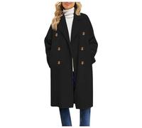 My Orders Fall Winter Woolen Coat for Women 2024 Fashion Long Sleeve Cardigan Jacket UK Casual Lapel Neck Button Overcoat Ladies Elegant Straight Going Out Tops Loose Fit Coat with Pockets