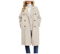 My Orders Fall Winter Woolen Coat for Women 2024 Fashion Long Sleeve Cardigan Jacket UK Casual Lapel Neck Button Overcoat Ladies Elegant Straight Going Out Tops Loose Fit Coat with Pockets