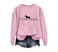 my orders Horse Sweatshirt For Women Cute Heartbeat Graphic Shirts Long Sleeve Crew Neck Pullover Tops Horse same day delivery items for women free uk delivery items Pink