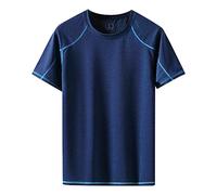 My Orders Items Fashion Men's Tshirts Ice Silk Loose Quick Drying Top Silky Smooth Round Neck Solid Color T Shirt Men Short Sleeve Mens Mens Fashion Tshirt Clothes Sale of Clearance Navy