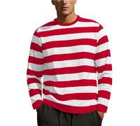 My Orders Items Fashion Men's Tshirts Mens Striped Full Print Shirt Long Sleeve Crewneck T Shirts True Classic Tees Cotton T Shirts for Men Prime Deals of The Day Red