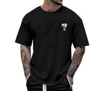 My Orders Items Men Summer Clothes Men's Casual Fashion Loose 3D Coconut Print Round Neck Short Sleeve T Shirt Smart Casual Men Polo Shirts Mens Fashion Clothes Big and Tall Mens Tops Black