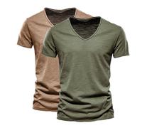 My Orders Items Pack of 2 Premium V Neck Cotton T-Shirts for Men UK Plus Size Solid Color Casual Breathable Wicking Short Sleeve Tee Shirt Mens Fashion Clothes Deals of The Day Sale